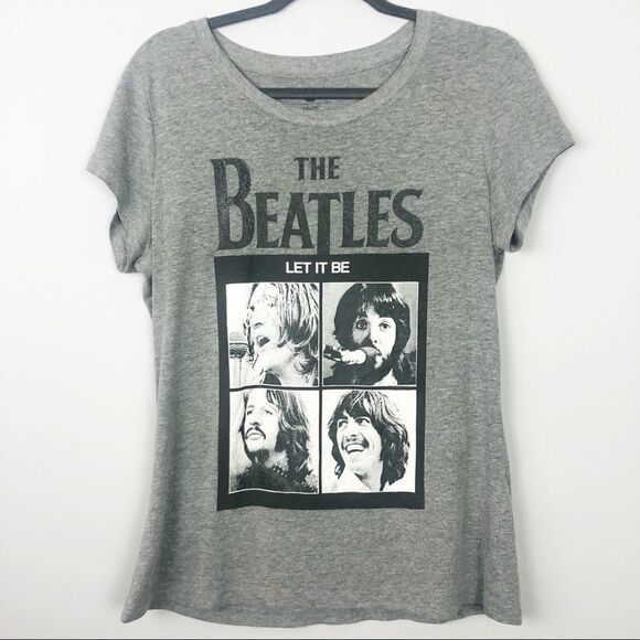 THE BEATLES | Gray Short Sleeve Let It Be Band Tee with Sparkle Women’s Size XXL - Picture 1 of 5
